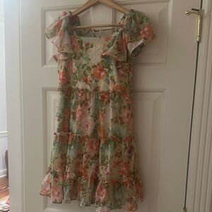 Floral Kids Dress with Ruffle Sleeves